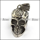 good quality 3D Solid Stainless Steel Big Skull Pendant for Motorcycle Bikers - p000586