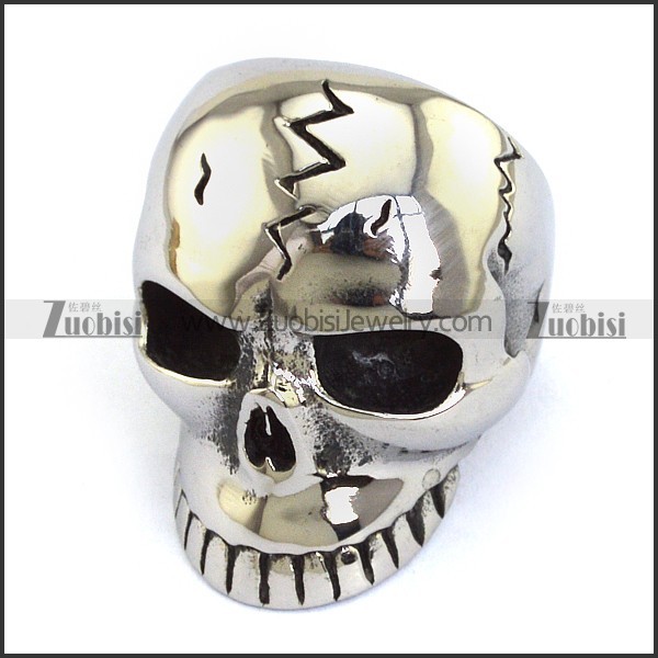 shiny cracking head skull ring r002263