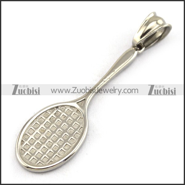 Silver Stainless Steel Badminton Racket Pendant p003390