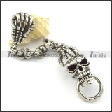 316l stainless steel skull key chain with 2 ghost hands k000001