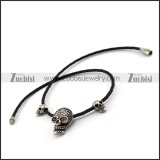 3mm Black Leather Cord with Skull Pendants n001243