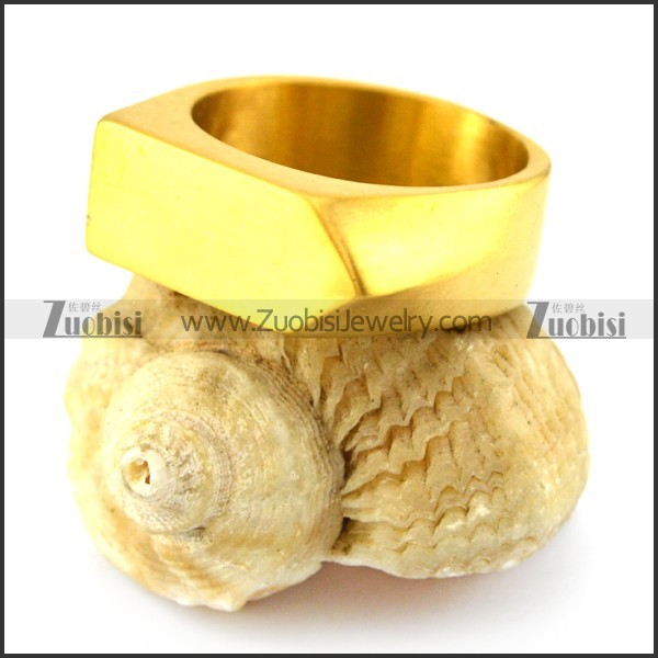 golden blank stainless steel signet ring r004695