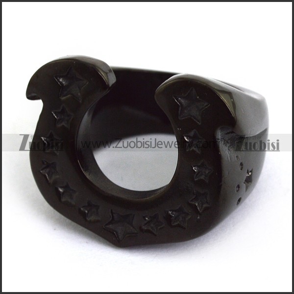 Black Plated Star Horse Hoof Ring r003647