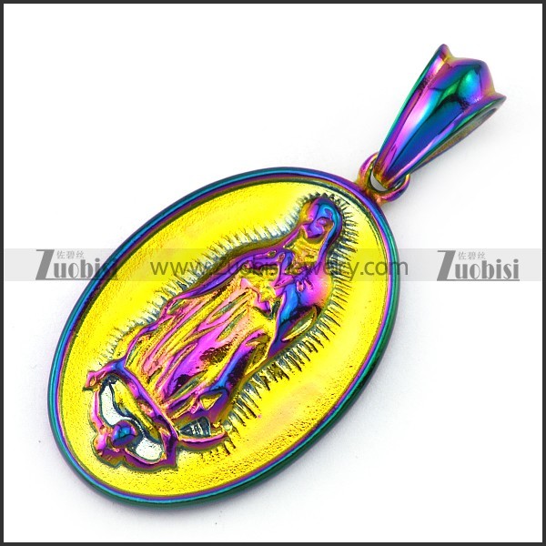 Colorful Tone Kwan-yin Tag Pendant p004924