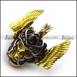 detachable skull head and gold wing pendant p002033