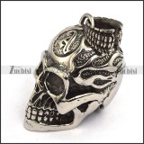 good quality 3D Solid Stainless Steel Big Skull Pendant for Motorcycle Bikers - p000586