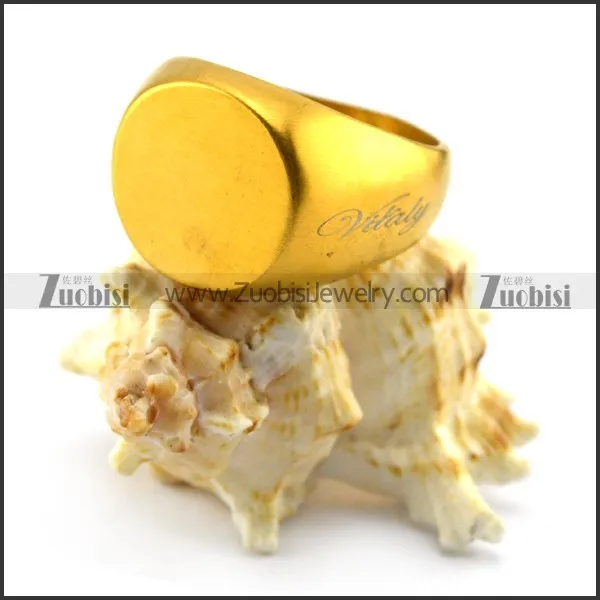 yellow gold blank signet ring with round ring face r004702