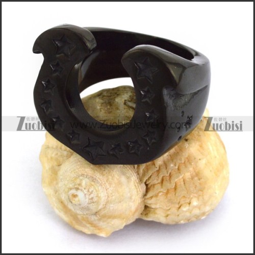 Black Plated Star Horse Hoof Ring r003647