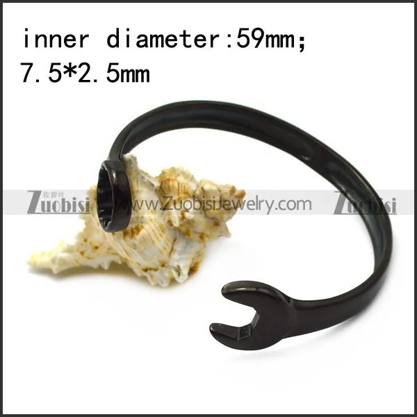 black stainless steel casting spanner bangle b007008