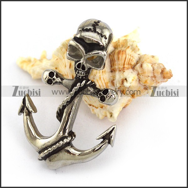 Big Skull Head Anchor Pendant p003761