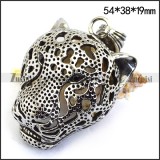 Hollow Stainless Steel Leopard Head Pendant p003428