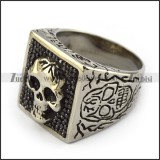 Carbon Black Rhinestones Skull Ring for Ladies r003924