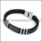 rubber bracelet with stainless steel parts b001700