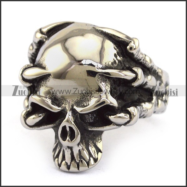 Stainless Steel Skull Ring - JR350085