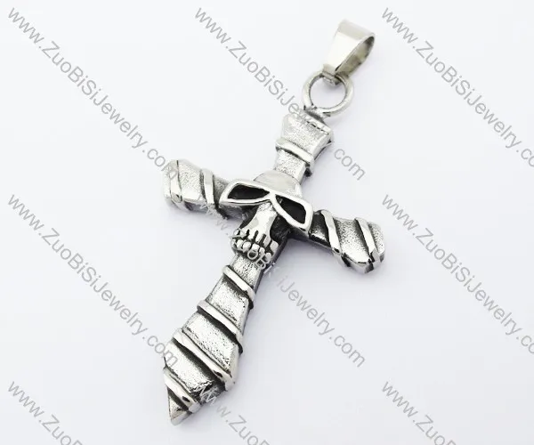 Stainless Steel Skull Cross Pendant - JP370048