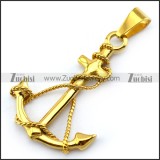 Big Yellow Gold Ship Anchor Pendant p004841