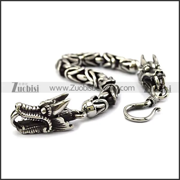 Stainless Steel Casting Chain Bracelet with Two Drogon Head Ends b006347