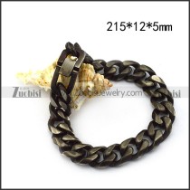 Stainless Steel Link Bracelet in Black Burnout Finishing with Pearl Buckle b005860