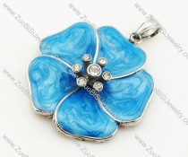 Stainless Steel Bright Blue Enamel Flower pendant - JP090323