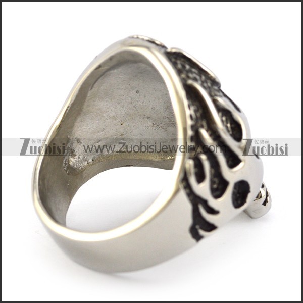 vintage flame fire skull ring for bikers r004821
