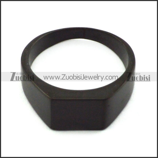 simple black blank signet ring r004692