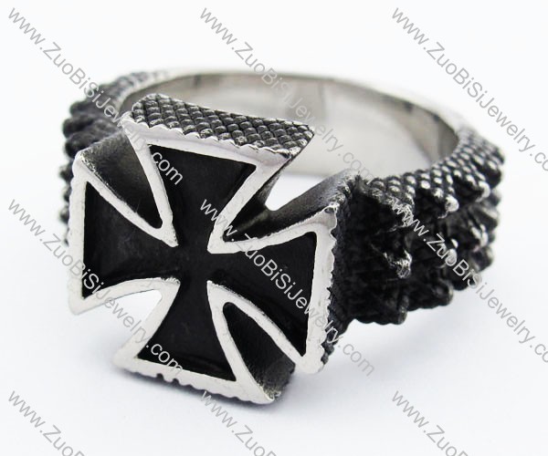 Black Epoxy Stainless Steel Maltese Cross Ring - JR370013