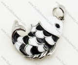 Stainless Steel Black and White Epoxy Fish pendant - JP090318