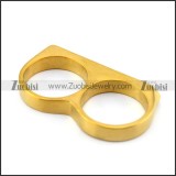 gold plated double finger ring for men in stainless steel r004710