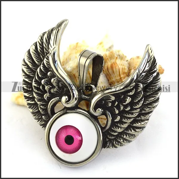 Big Violet Eyeball Angel Wing Pendant p002193