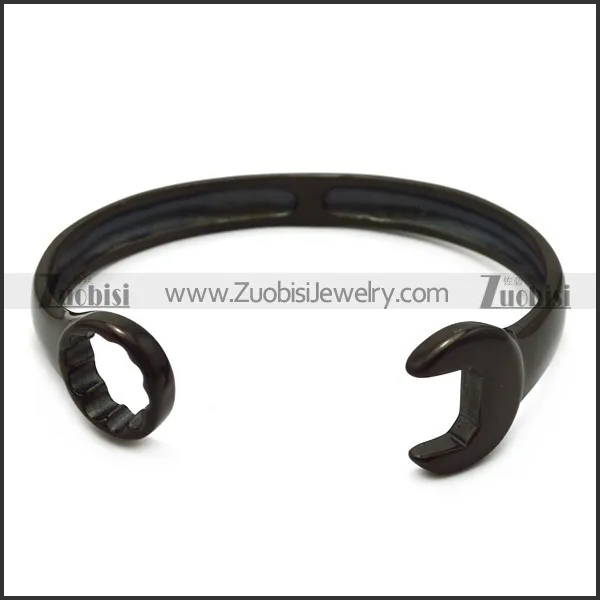black stainless steel casting spanner bangle b007008