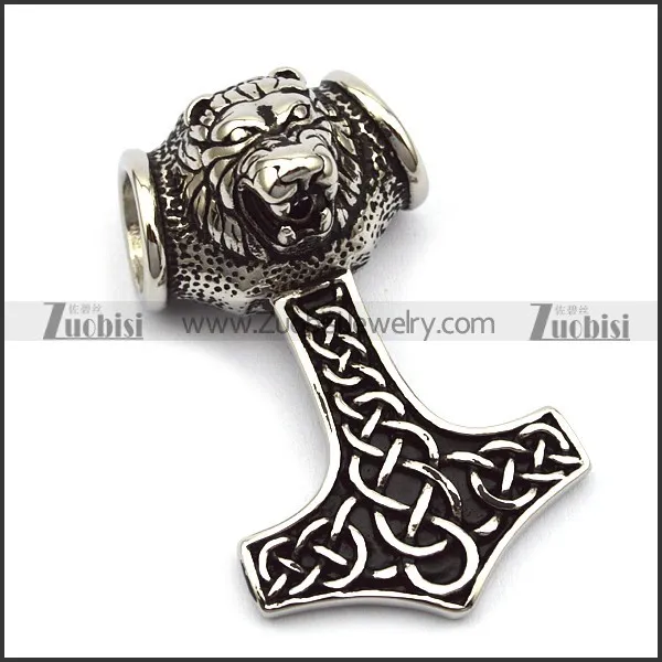 5.3CM Big Vintage Silver Lion Head Pendant p006184