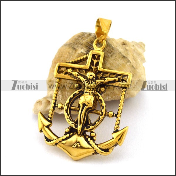 Gold Plated Son of God Anchor Pendant p003020