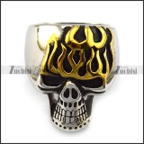 Gold Plating Flame Skull Ring r004552
