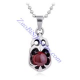 owl pendant with red glass ball JP350039
