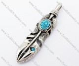 Stainless Steel Turquoise blue Stone Pendant - JP420030