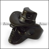 Black Cowboy Skull Ring r004425