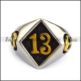 gold 13 and skull ring for bikers JR500002