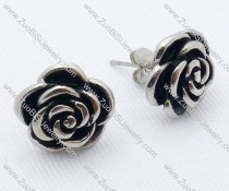 Black Chinese Roses Stainless Steel earring - JE050029