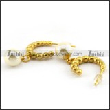 Shiny Gold Steel Bead Earring Hoop with Pearl e001217