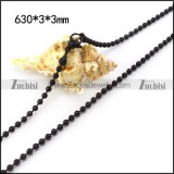 Black Stainless Steel Ball Chain in 3mm Wide n001523