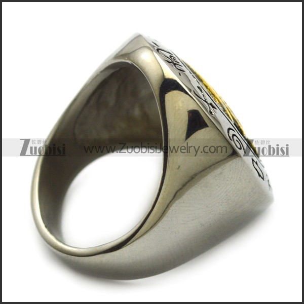 stainless steel golden eye of horus ring r005195