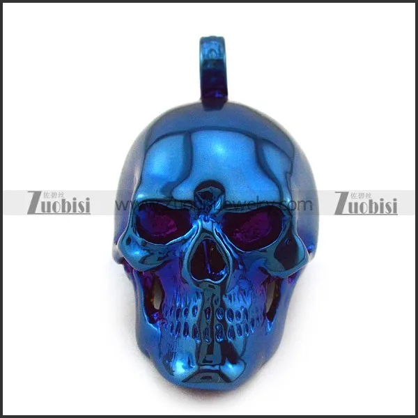 Big Blue Plating Skull Pendant p004724