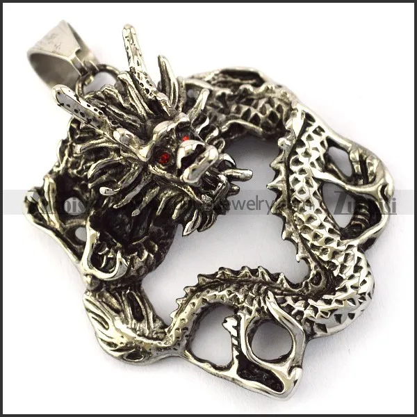 Big Retro Stainless Steel Dragon Pendant p005730