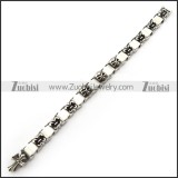 White Cremic Bracelet with Steel Skulls b005606