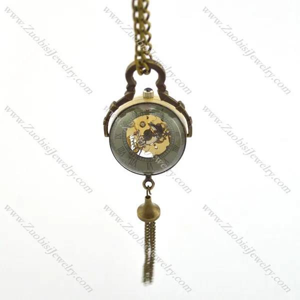 Small Steampunk 3D Glass Ball Transparent Mechanical Pocket Watch Chain pw000417