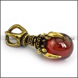 Vintage Copper Pendant with Clear Red Ball p003947
