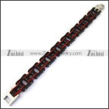 Red and Black Bike Chain Bracelet for Men b002829