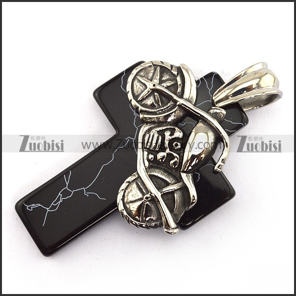 Motorcycle Charm on Resin Cross Pendant p003757