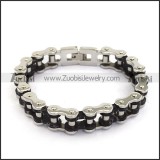 15mm Black and Silver Bicycle Chain Bracelet b004825