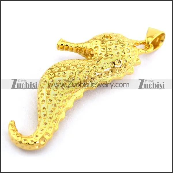Gold Plating Steel Hippocampus Pendant p003351